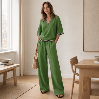Loungewear-Set Nanna – Streifen-Bluse & weite Hose