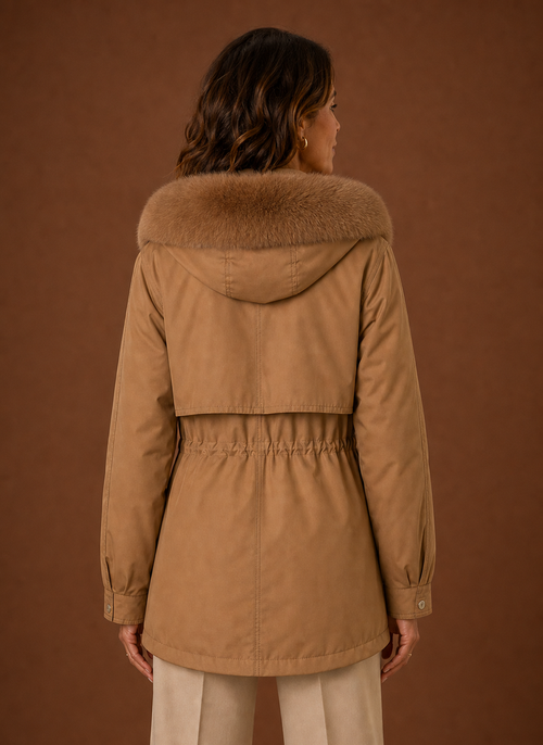 Damen Parka mit Kunstfellkapuze