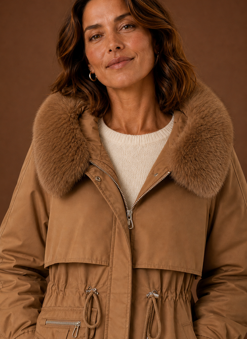 Damen Parka mit Kunstfellkapuze