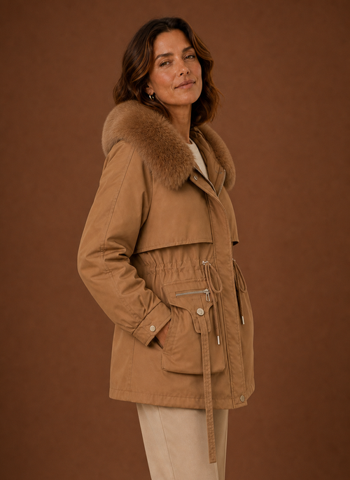 Damen Parka mit Kunstfellkapuze