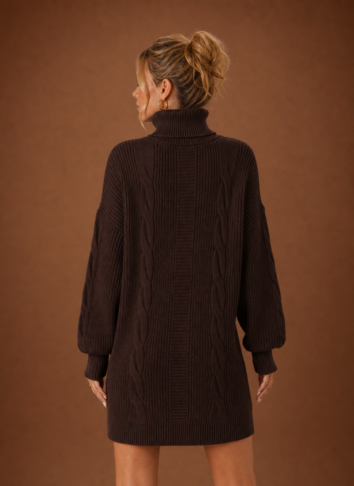Damen Strickkleid mit Rollkragen