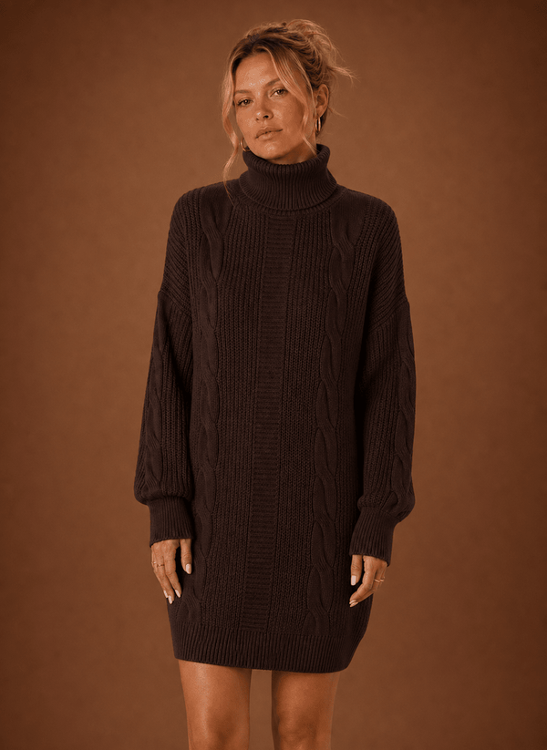 Damen Strickkleid mit Rollkragen