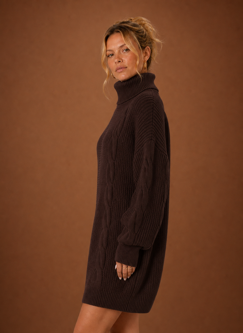 Damen Strickkleid mit Rollkragen