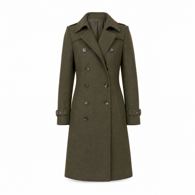 Clara | Damen Wintermantel Zweireihiger Eleganter Wollmantel