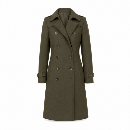 Clara | Damen Wintermantel Zweireihiger Eleganter Wollmantel