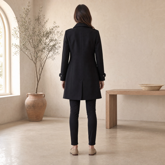 Clara | Damen Wintermantel Zweireihiger Eleganter Wollmantel