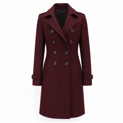 Clara | Damen Wintermantel Zweireihiger Eleganter Wollmantel