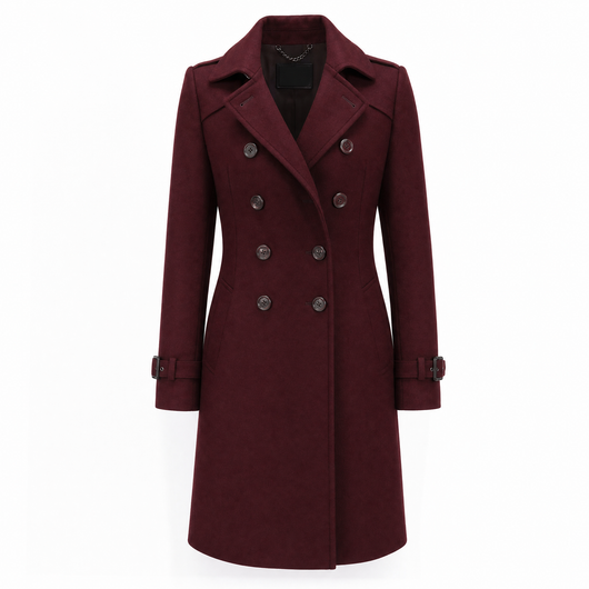 Clara | Damen Wintermantel Zweireihiger Eleganter Wollmantel