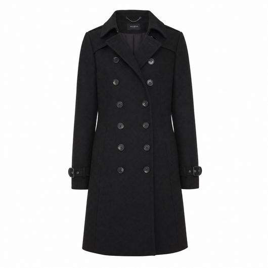 Clara | Damen Wintermantel Zweireihiger Eleganter Wollmantel
