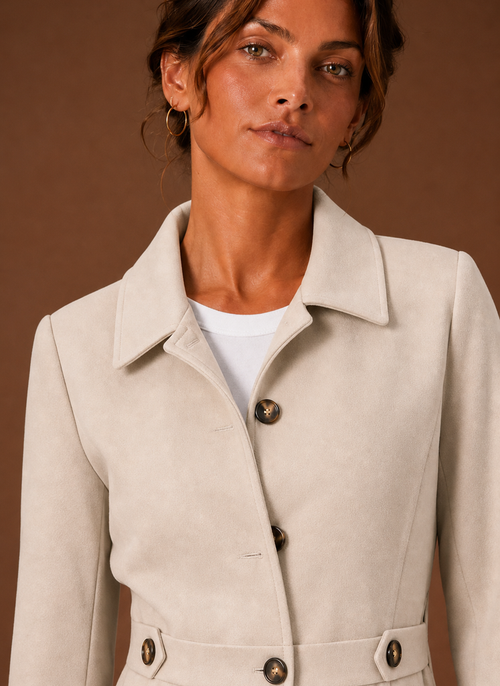 Damen Trenchcoat in Midilänge mit Knopfleiste