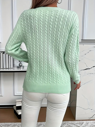 Damen Strickpullover mit Zopfmuster