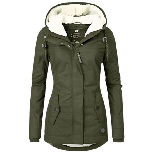 Annika | Damen Allwetter-Parka Gefütterter Sherpa-Kapuzenmantel Wasserabweisend
