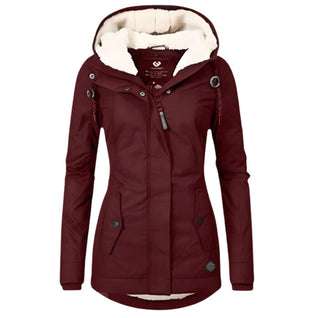 Annika | Damen Allwetter-Parka Gefütterter Sherpa-Kapuzenmantel Wasserabweisend