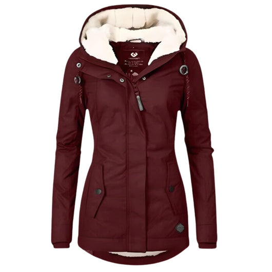 Annika | Damen Allwetter-Parka Gefütterter Sherpa-Kapuzenmantel Wasserabweisend