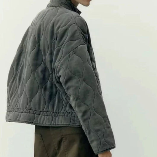 Lena | Damen Cropped Steppjacke mit Stehkragen Reißverschluss und Taschen