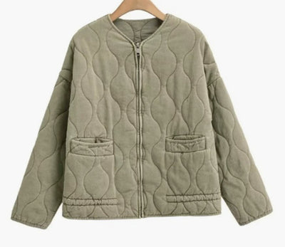 Lena | Damen Cropped Steppjacke mit Stehkragen Reißverschluss und Taschen