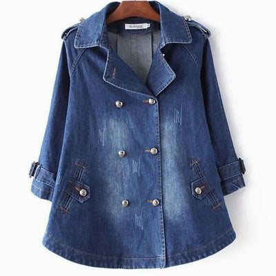 Sophie | Damen Denim-Cape-Mantel Oversized Doppelknopf Vintage-Wash