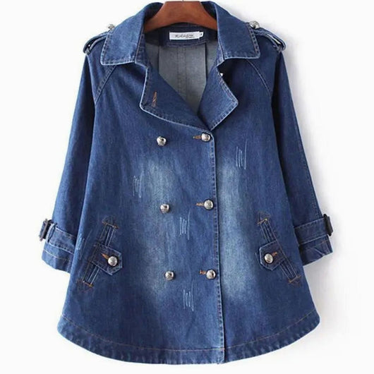 Sophie | Damen Denim-Cape-Mantel Oversized Doppelknopf Vintage-Wash