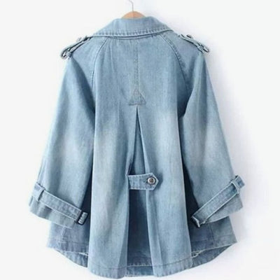 Sophie | Damen Denim-Cape-Mantel Oversized Doppelknopf Vintage-Wash