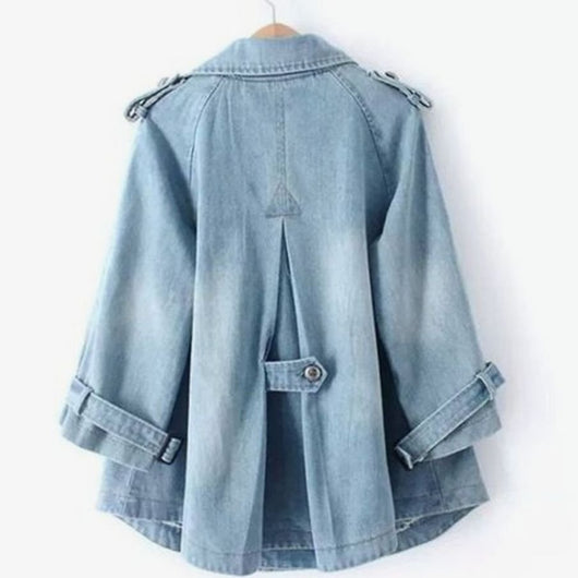 Sophie | Damen Denim-Cape-Mantel Oversized Doppelknopf Vintage-Wash