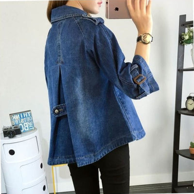 Sophie | Damen Denim-Cape-Mantel Oversized Doppelknopf Vintage-Wash