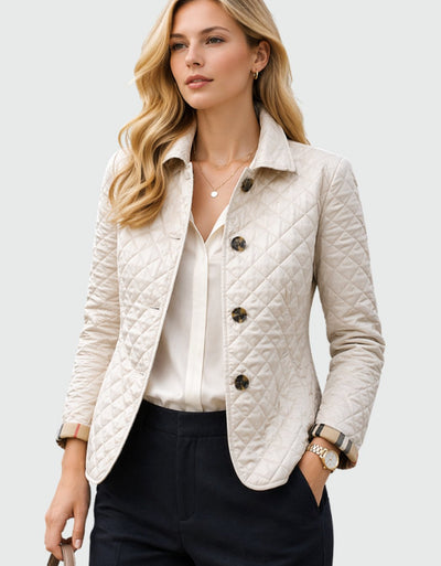 Luisa | Damen Gesteppte Kragen-Jacke mit Knopfleiste für die Übergangszeit