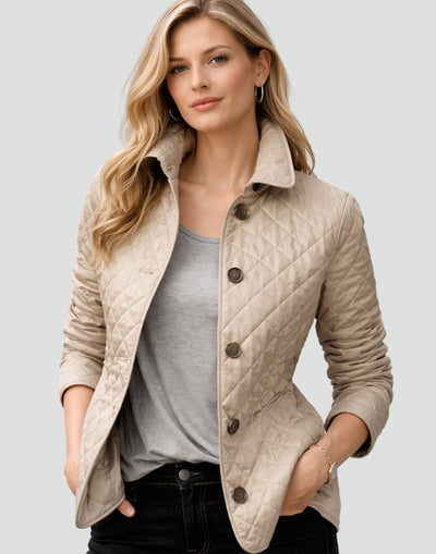 Luisa | Damen Gesteppte Kragen-Jacke mit Knopfleiste für die Übergangszeit