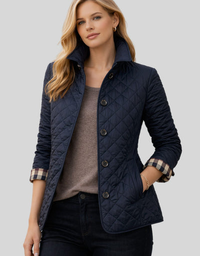 Luisa | Damen Gesteppte Kragen-Jacke mit Knopfleiste für die Übergangszeit