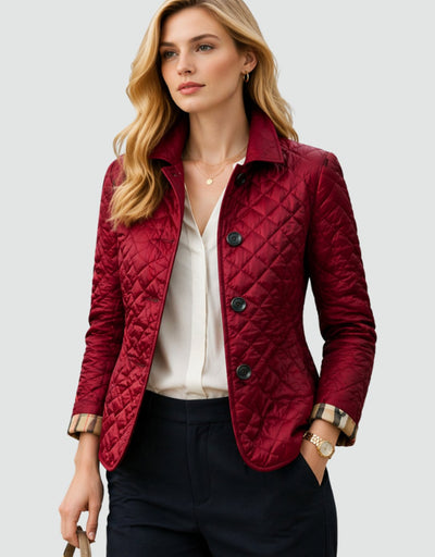 Luisa | Damen Gesteppte Kragen-Jacke mit Knopfleiste für die Übergangszeit