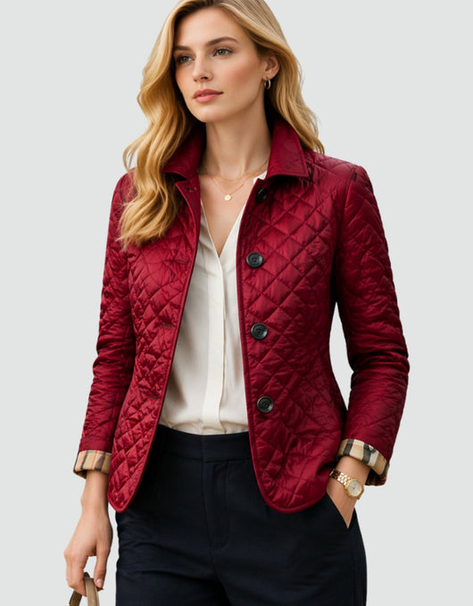 Luisa | Damen Gesteppte Kragen-Jacke mit Knopfleiste für die Übergangszeit