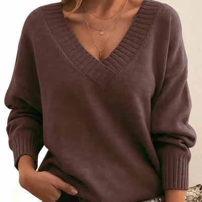 Greta | Damen Langarm V-Ausschnitt Cashmere-Blend Strick Sweater