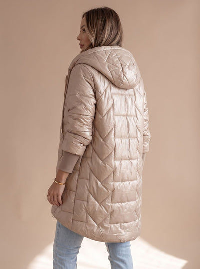 Johanna | Damen Langer Wintermantel mit Kapuze Warm Gefüttert
