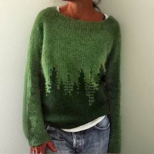 Clara | Damen Oversize Rundhals Tannenbaum Knit Sweater