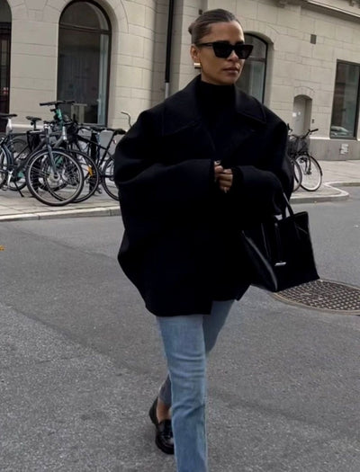 Marie | Damen Oversized Wollmantel mit Knopfverschluss in Herbstfarben