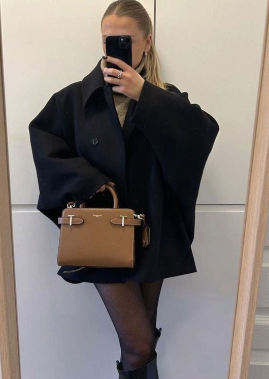 Marie | Damen Oversized Wollmantel mit Knopfverschluss in Herbstfarben