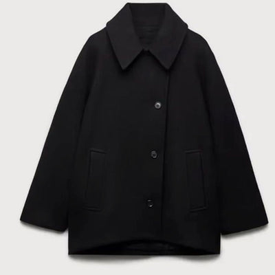 Marie | Damen Oversized Wollmantel mit Knopfverschluss in Herbstfarben