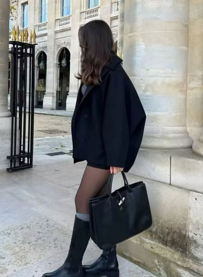 Marie | Damen Oversized Wollmantel mit Knopfverschluss in Herbstfarben