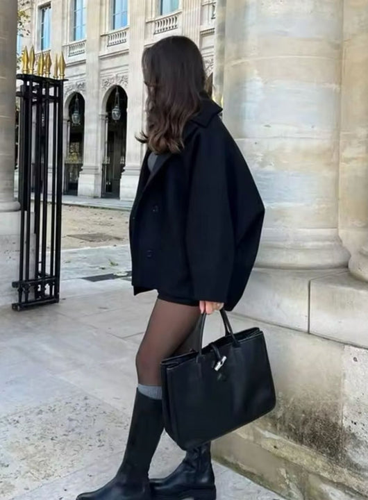 Marie | Damen Oversized Wollmantel mit Knopfverschluss in Herbstfarben