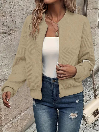 Annika | Damen Steppjacke leichte Zip-Up Bomberjacke strukturierter Stoff