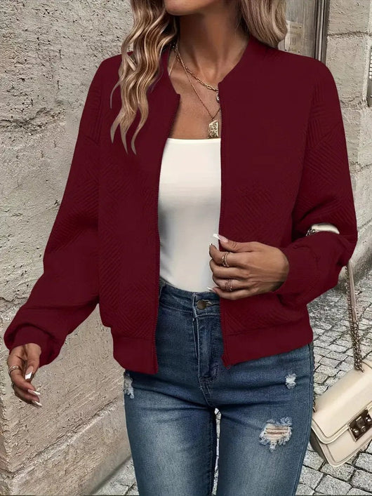Annika | Damen Steppjacke leichte Zip-Up Bomberjacke strukturierter Stoff