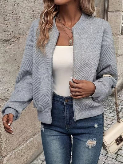 Annika | Damen Steppjacke leichte Zip-Up Bomberjacke strukturierter Stoff