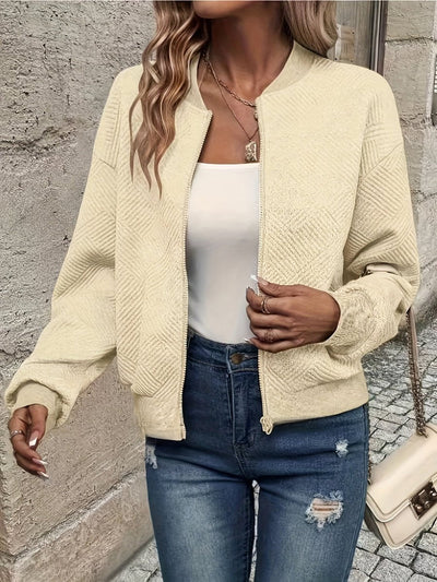 Annika | Damen Steppjacke leichte Zip-Up Bomberjacke strukturierter Stoff