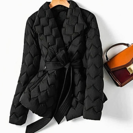 Marlene | Damen Steppjacke mit Bindegürtel und Rautensteppung