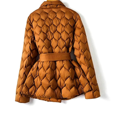 Marlene | Damen Steppjacke mit Bindegürtel und Rautensteppung