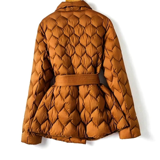 Marlene | Damen Steppjacke mit Bindegürtel und Rautensteppung