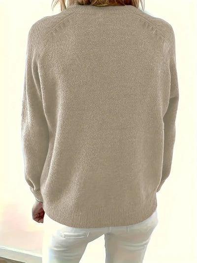 Marlene | Damen Strickpullover mit V-Ausschnitt und halber Knopfleiste