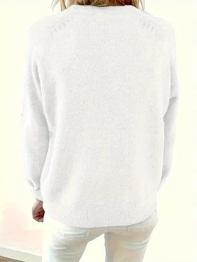 Marlene | Damen Strickpullover mit V-Ausschnitt und halber Knopfleiste