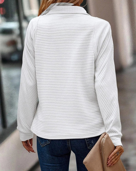 Mia | Damen Strickpullover Reißverschluss Stehkragen Langarm Sweater Women