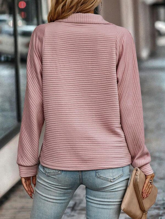 Mia | Damen Strickpullover Reißverschluss Stehkragen Langarm Sweater Women