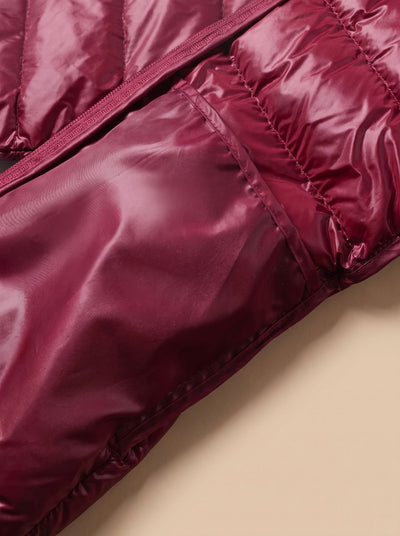 Nora | Damen Ultraleichte Lange Daunenjacke mit Kapuze Reißverschluss Winterjacke